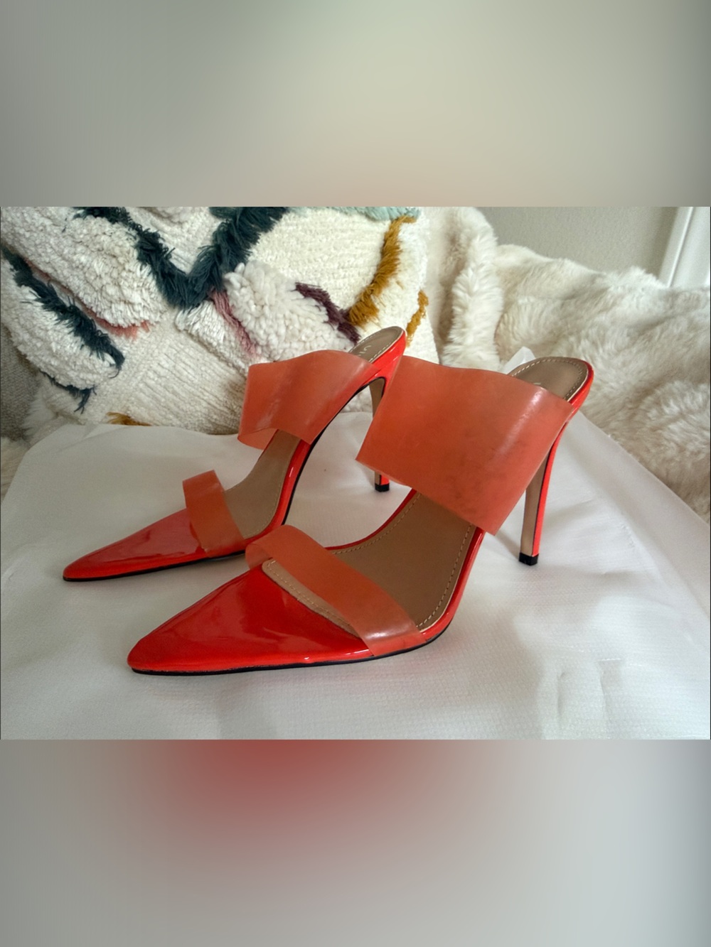Viviana Coral Patent Pointed-Toe Stiletto Mules